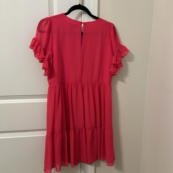 Sam Edelman hot pink button back ruffle above the knee dress - Picture 5 of 5